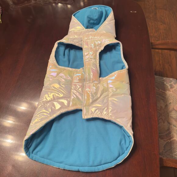 Metallic Dog Puffer Jacket W/ Hood. XL. Hook & Loop Tape closure Water Resistant - Picture 11 of 12
